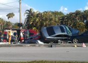 Car crash on a road in US